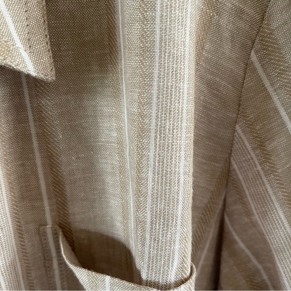 NWT Susan Graver Easy Linen Blend Cross- Dyed Tunic Khaki Stripe - Picture 6 of 11